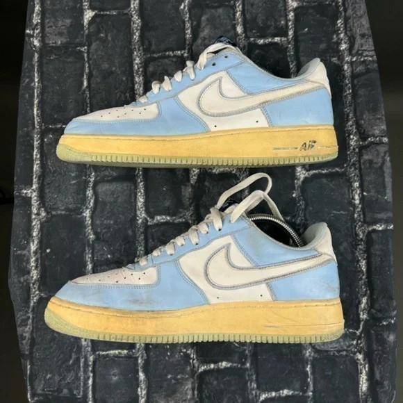 Vintage NIKE Air Force 1 Low Baby Sky Blue & White on Gum & Green - Picture 3 of 15